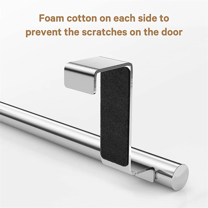 prollex Stainless Steel Bathroom Kitchen Cabinet Rag Shelf Dishcloth Hanger Single Pole Towel Rack Over Door Back Type Hanging Holder