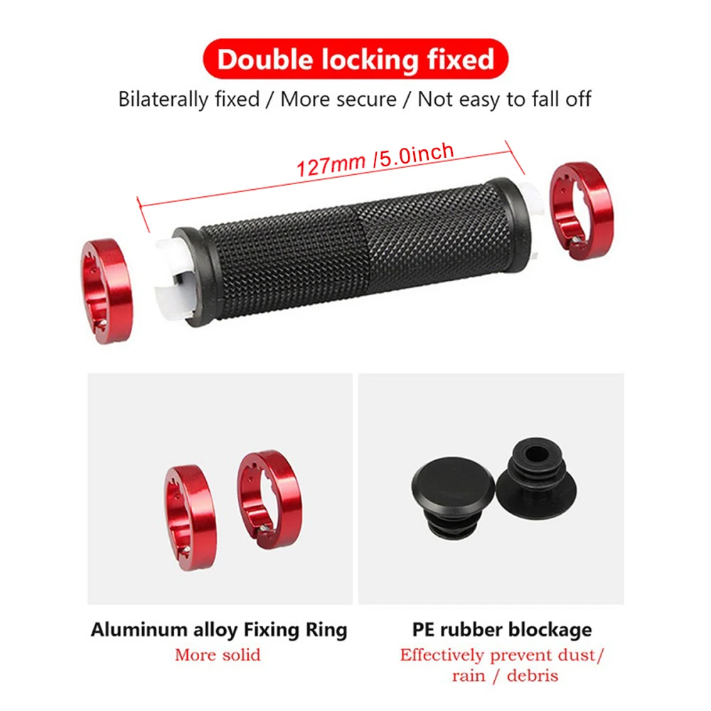 YUXUANQA Bicycle Rubber Grips Alloy Lock Bilateral Lock Handlebar Grips Anti Slip Cycling Handlebar Sleeve Bicycle Accessories