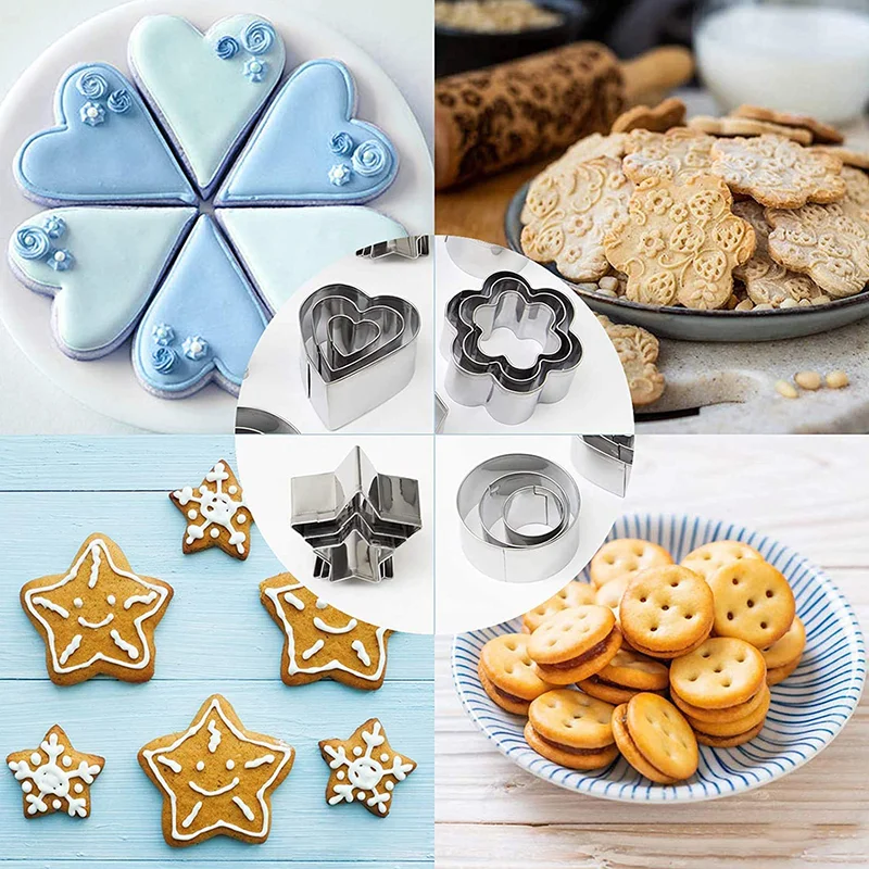 LIDYUK 30Pcs/box Stainless Steel Sugar Biscuit Press Stamp Embosser Cookie Cutter DIY Fondant Cake Mold Pastry Decor Baking Accesories
