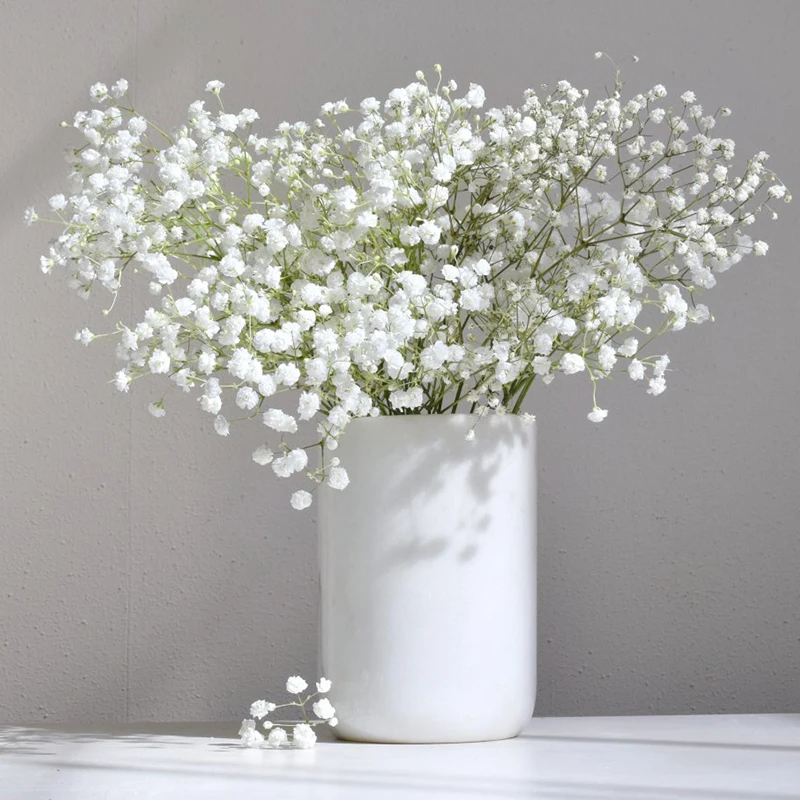 CyanGrove 90Heads 52cm White Artificial Flowers Wedding DIY Bouquet Decoration Arrangement Plastic Fake Flower Home Decor