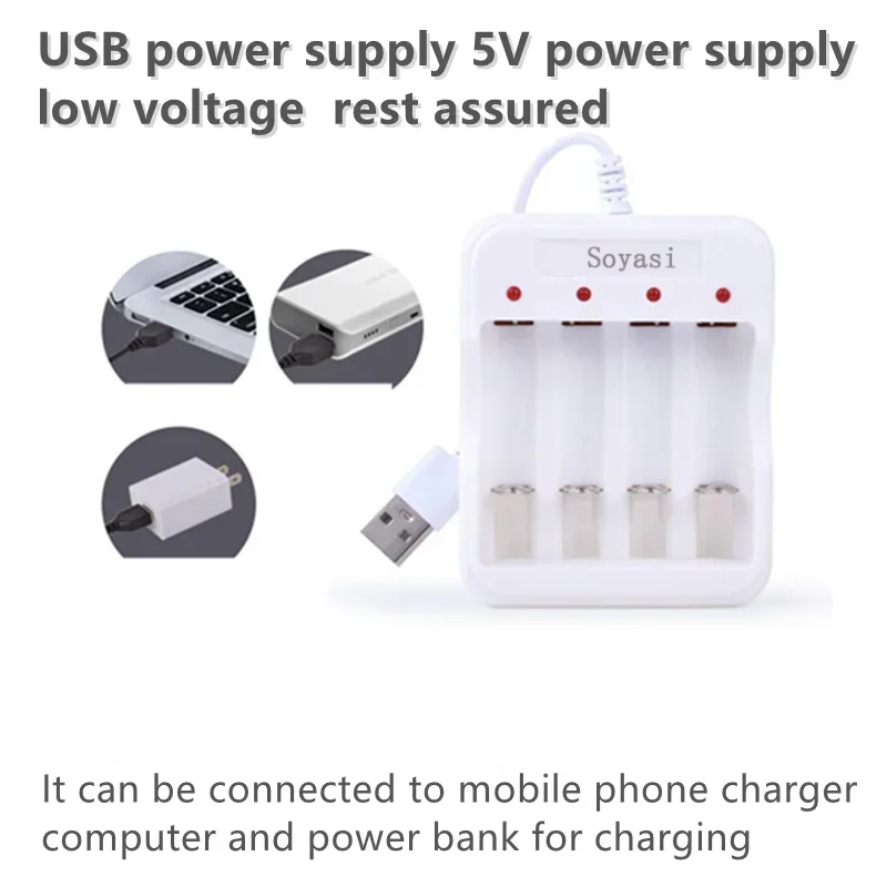 Soyasi USB Output Ni-MH Battery Charger For 1.5V AA / AAA Battery Universal 4 Slots Smart Charger Fast Charge