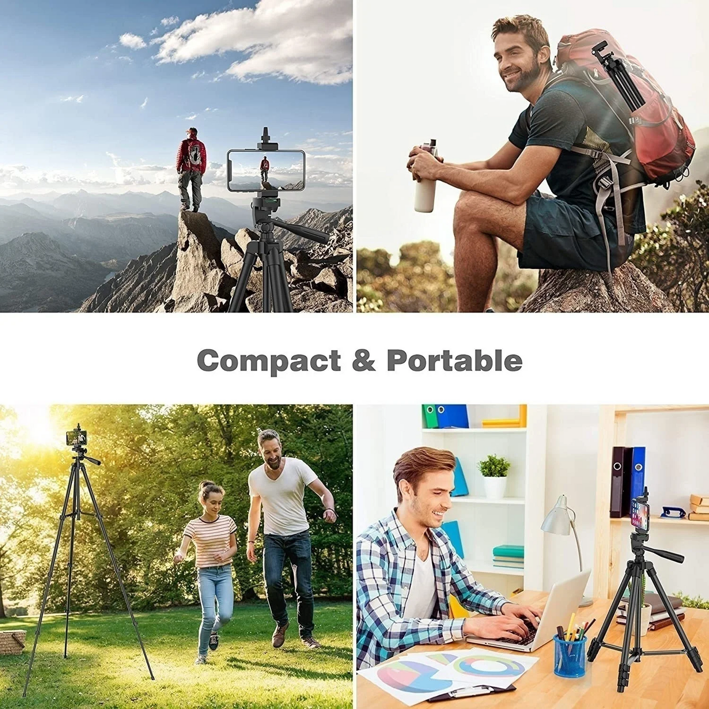 ClosTall Tripod For Phone Camera Tripod Stand with Bluetooth Remote Phone Holder Lightweight Universal Photography
