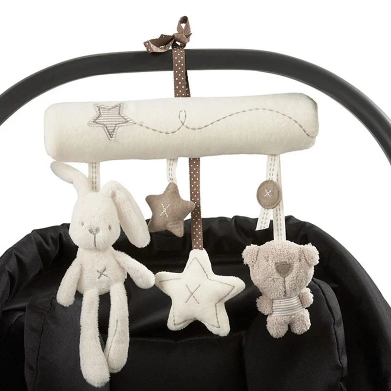 MJSTAR Hanging Bed Rabbit Baby Hand Bell Safety Seat Plush Toy Multifunctional Plush Toy Stroller Mobile Gifts Infant toys