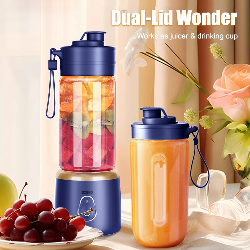 DZEKO Portable Blender Electric Juicer 600ML Fruit Mixers 2000mAh USB Rechargeable Smoothie Mini Blender Multifunction Juice Maker