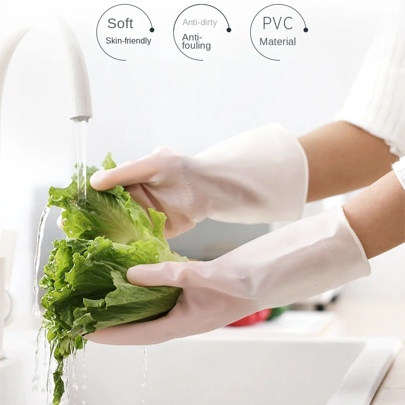 YAPROMO Household Dishwashing Gloves Women Washing Clothes Waterproof Rubber Gloves Thin Household Brush Bowl Latex Gloves