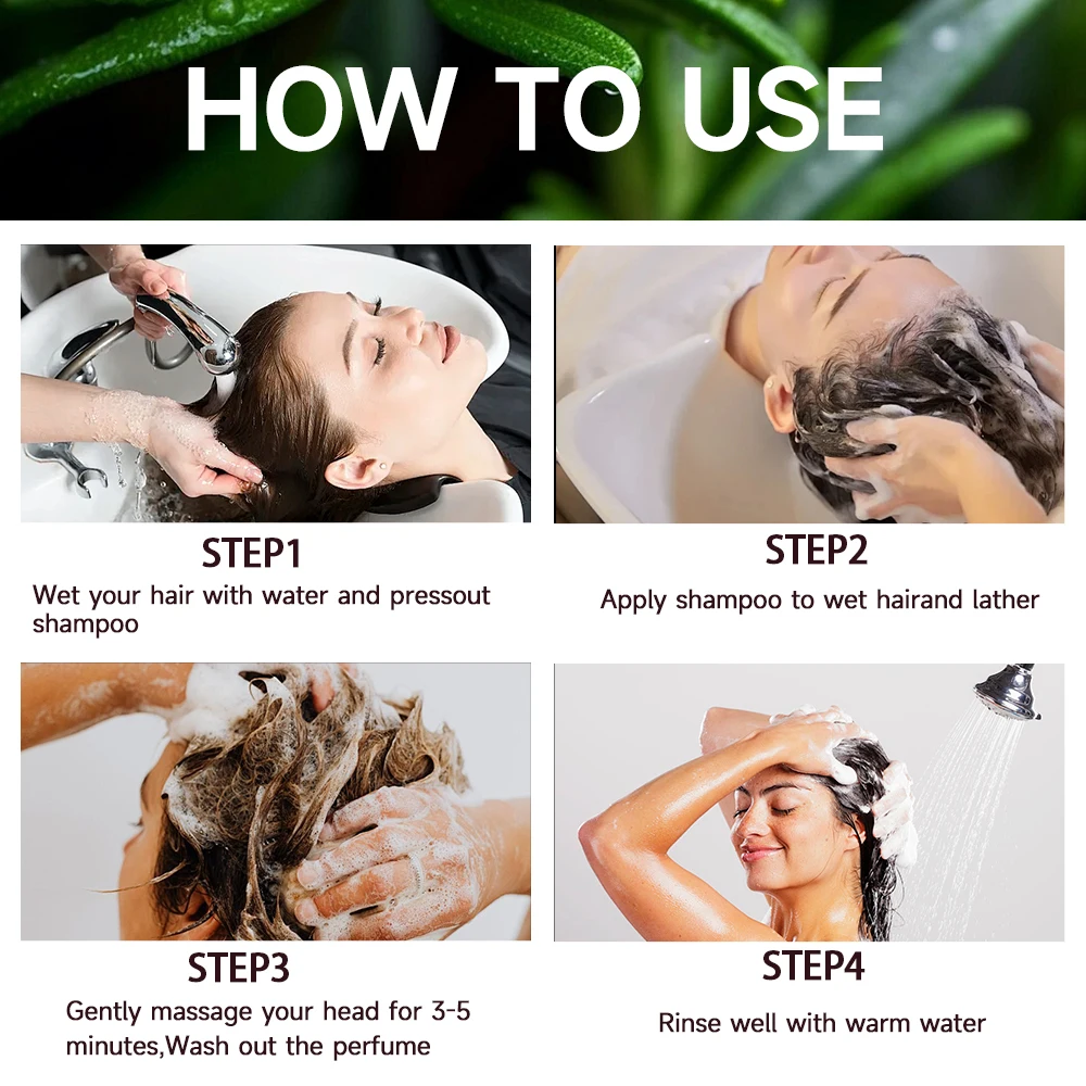 GleamPure Shampoo Gently Clean Hair Biotin Rosemary Onion Shampoo Remove Dandruff Control Oil Reduce Hair Loss Stabilize Hair Roots Nouris