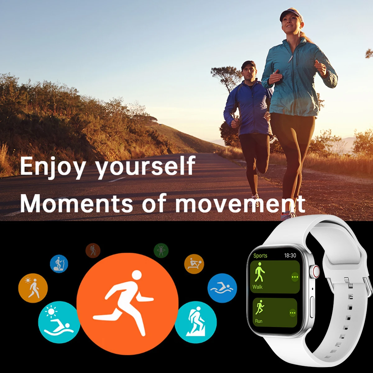 MAORING Smart Watch 1.83" HD Screen Bluetooth Call Heart Rate Monitoring 120+ Sports Modes Waterproof for Men Woman Smartwatch Gift