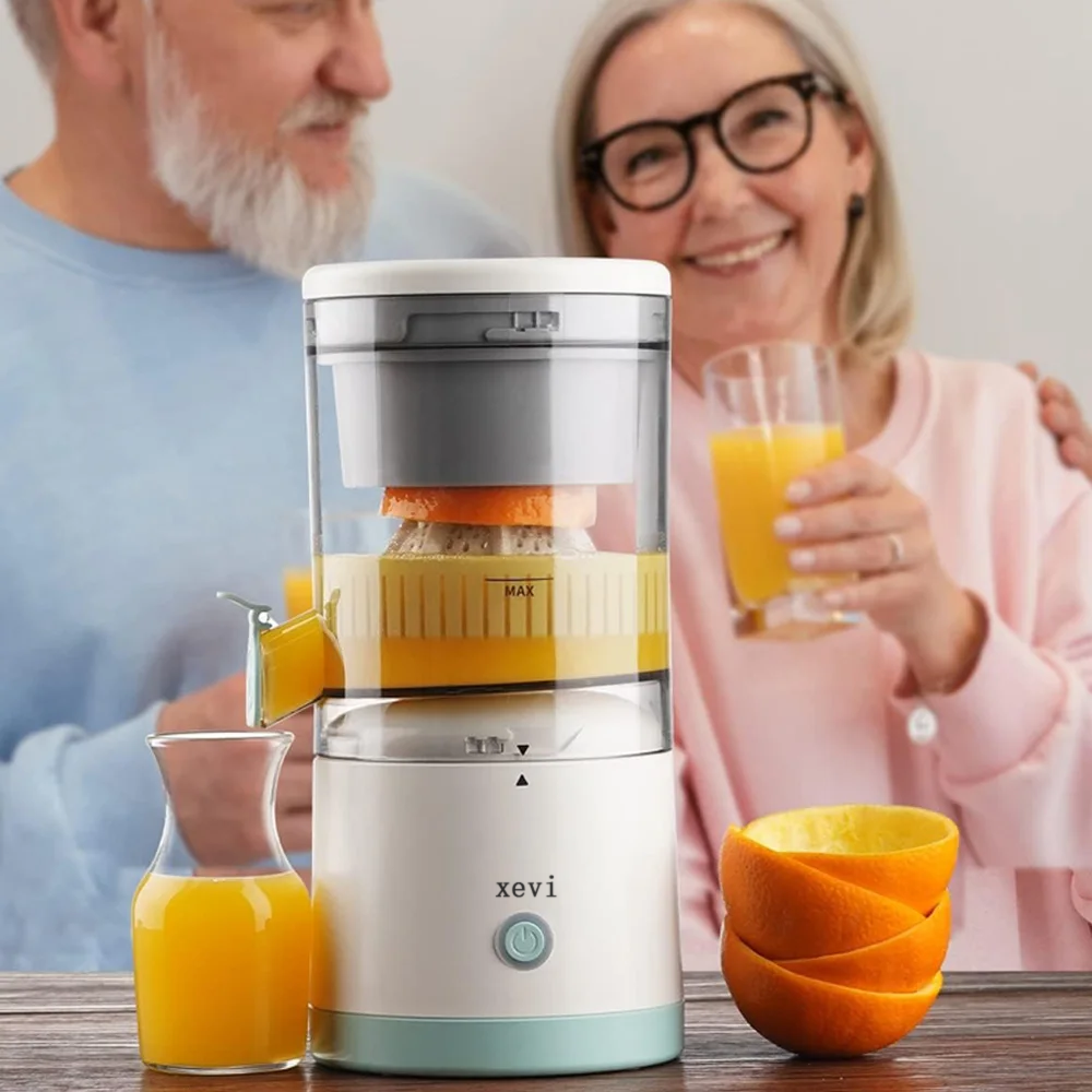 xevi Portable Electric Juicer Rechargeable Citrus Press USB Charging Orange Lemon Squeezer with Cleaning Brush Fresh Juice