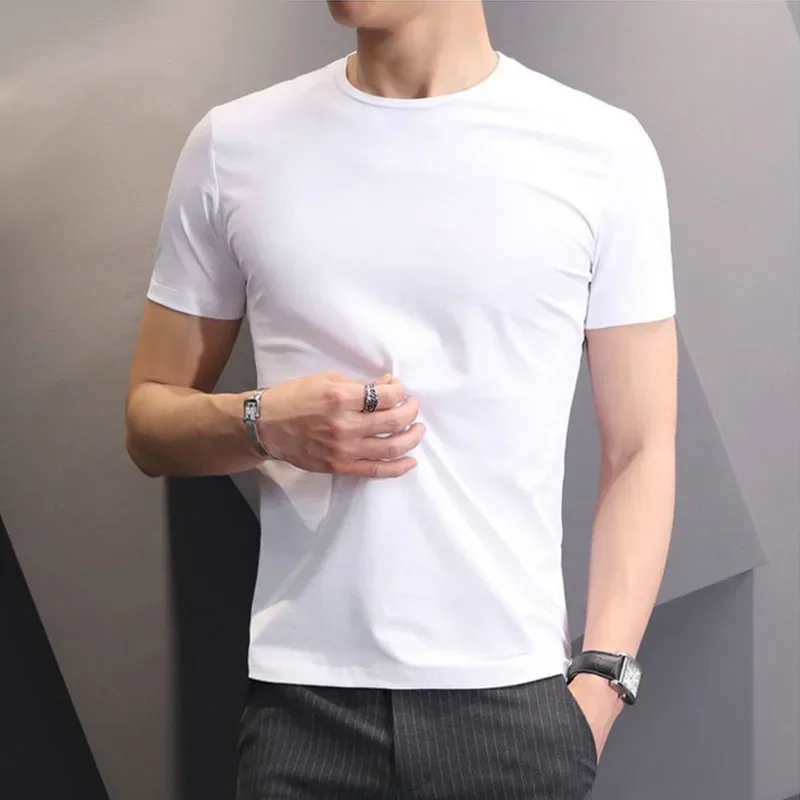 Komene T-shirts White Black Short Sleeve Loose Round Neck Bottoming Shirts Trendy Casual Solid Color Pullover Tops