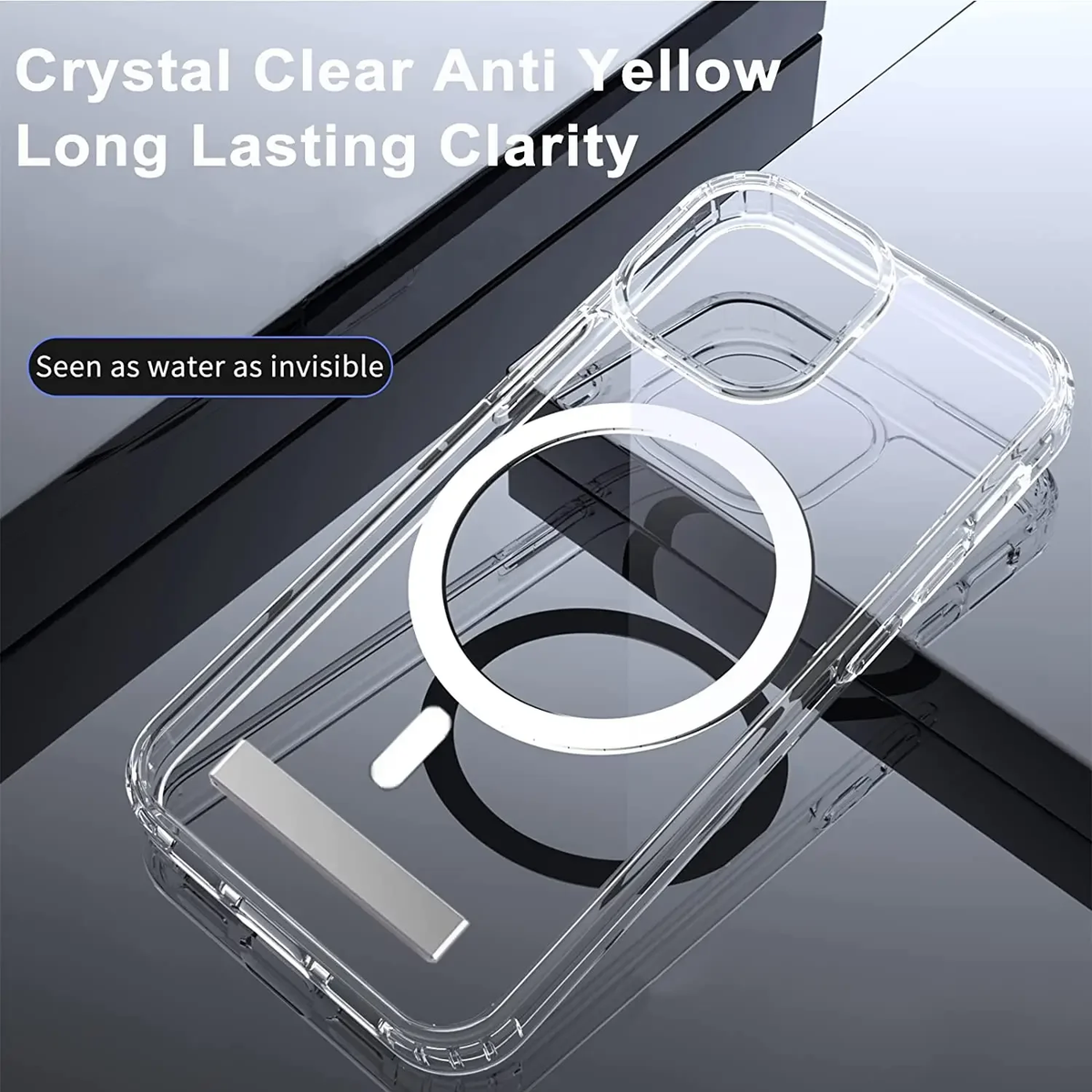 Miritz Clear Magnetic Phone Case with Kickstand Covers for smartphones for Wireless Charging Back Cover