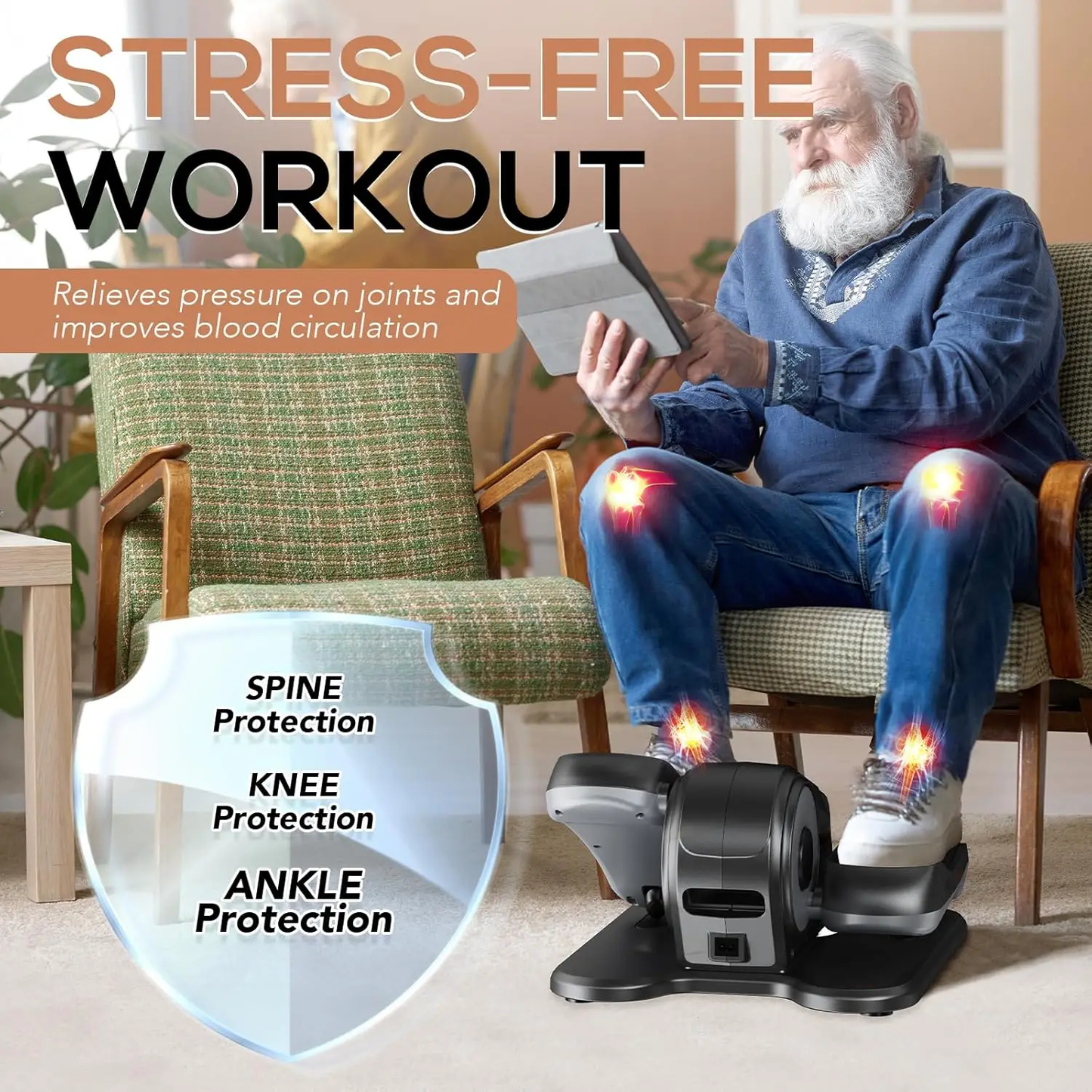SAVHE Under Desk Elliptical Machine Ellipse Leg Exerciser for Home Equipment Mini Elliptical Machine Elliptical exercise machines for Seniors