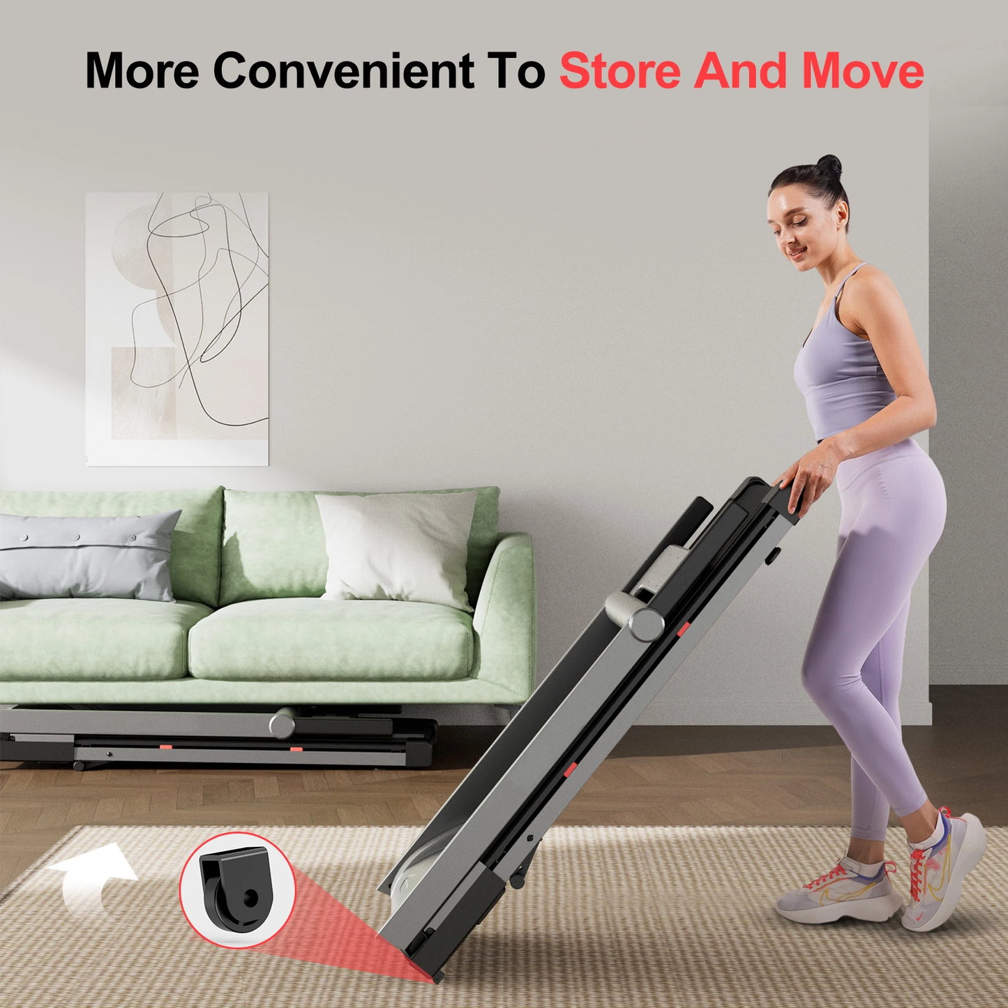 Plidesk Foldable Incline Home Treadmill Walking Pad with Handle Bar Holder Touch Screen Smart App Data Monitoring