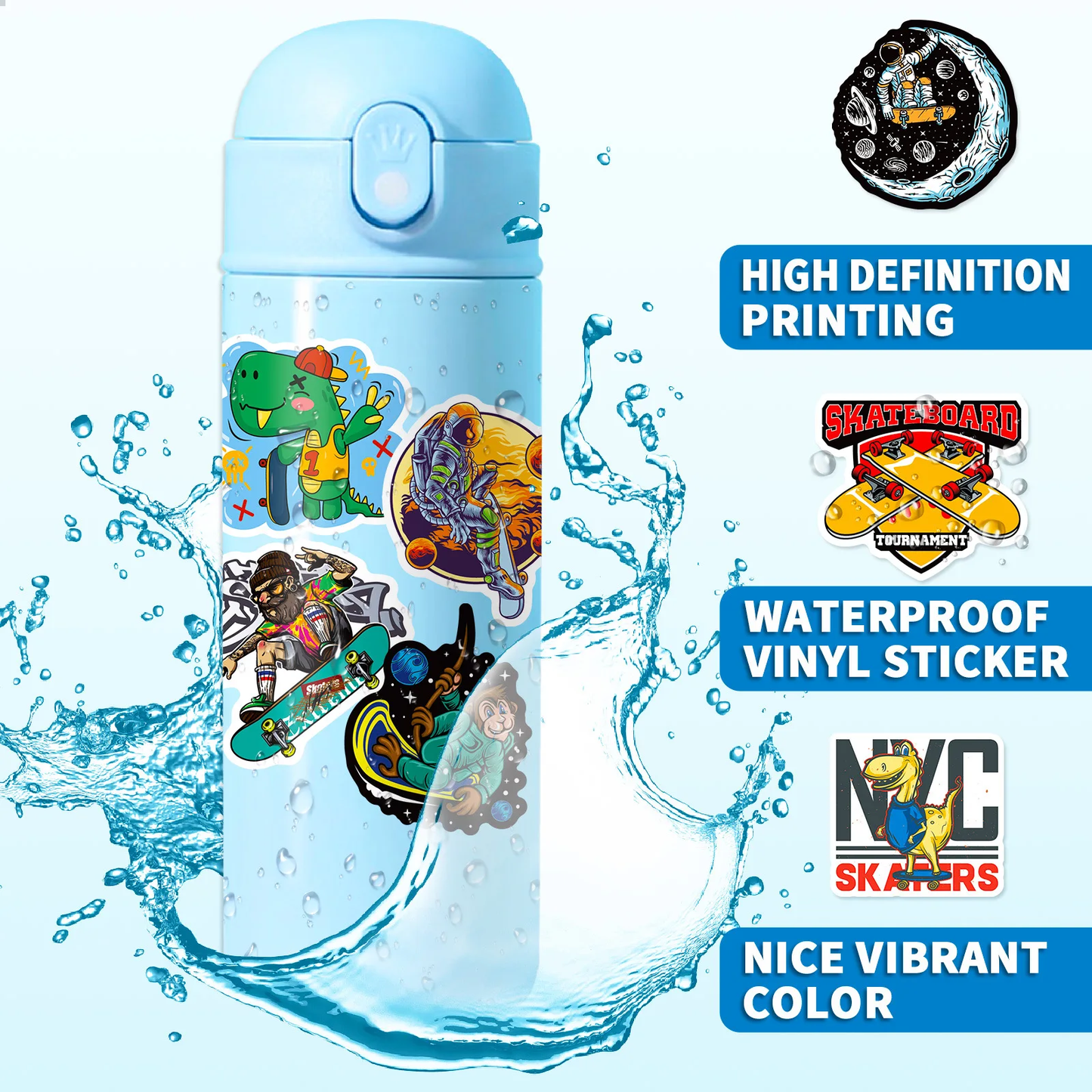 Zorva 50 PCS Skateboard Sport Stickers DIY For Laptop Guitar Water Bottle Bike Anime Cartoon Graffiti waterproof ticker Toys