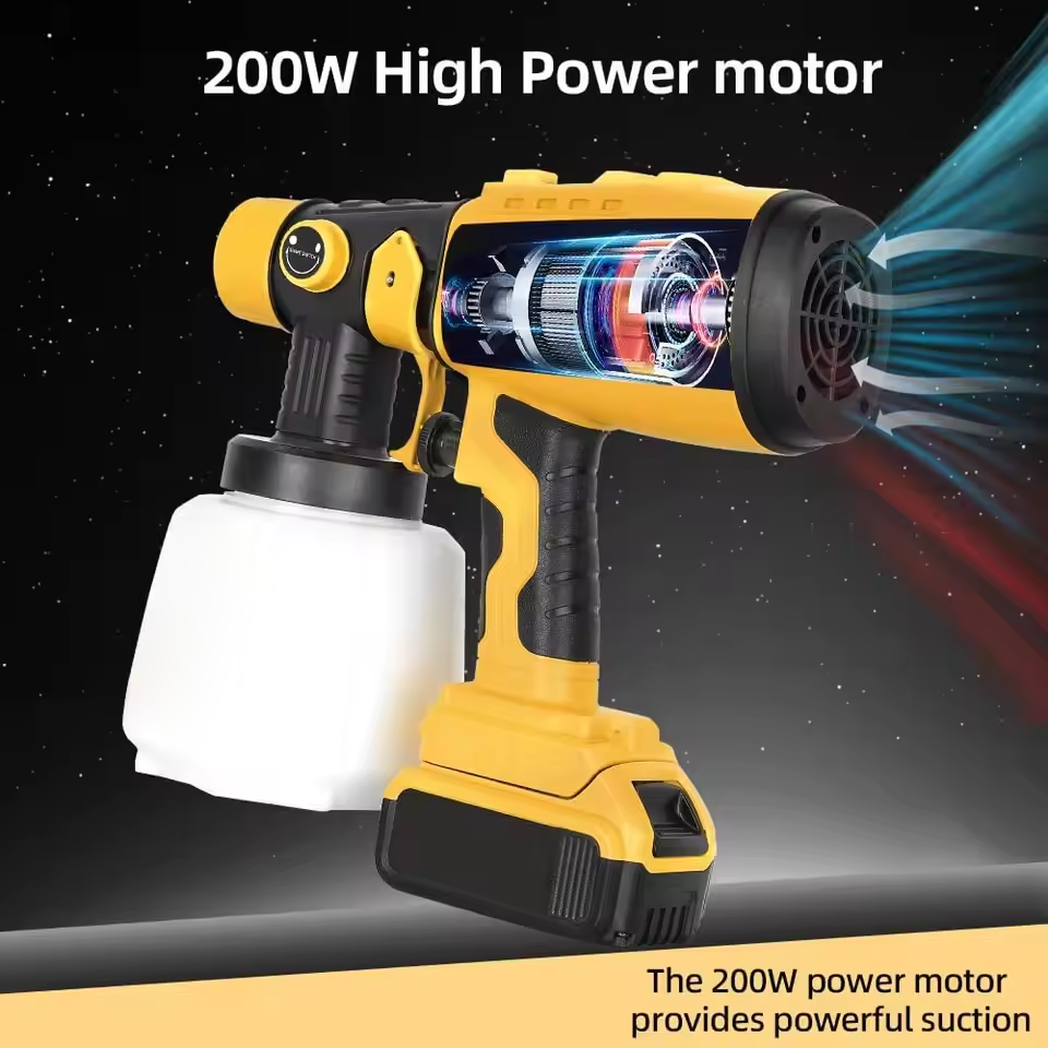 Plamojet Paint Sprayer for Dewalt 20V Max Battery 200W Motor, 4 Copper Nozzles, HVLP for Interior/Exterior Home Painting (No Battery)