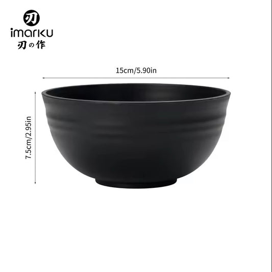 imarku 4pcs Black grain bowl Reusable household plastic dinner bowl can hold food dessert grain outdoor camping bowl