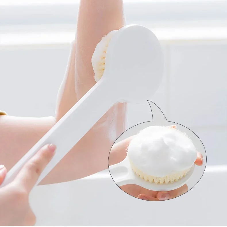 SOLIFEGOBLE Long Handle Back Brush for Shower Soft Bristles Body Exfoliating Bath Brush Skin Health Shower Back Scrubber Bath Supplies