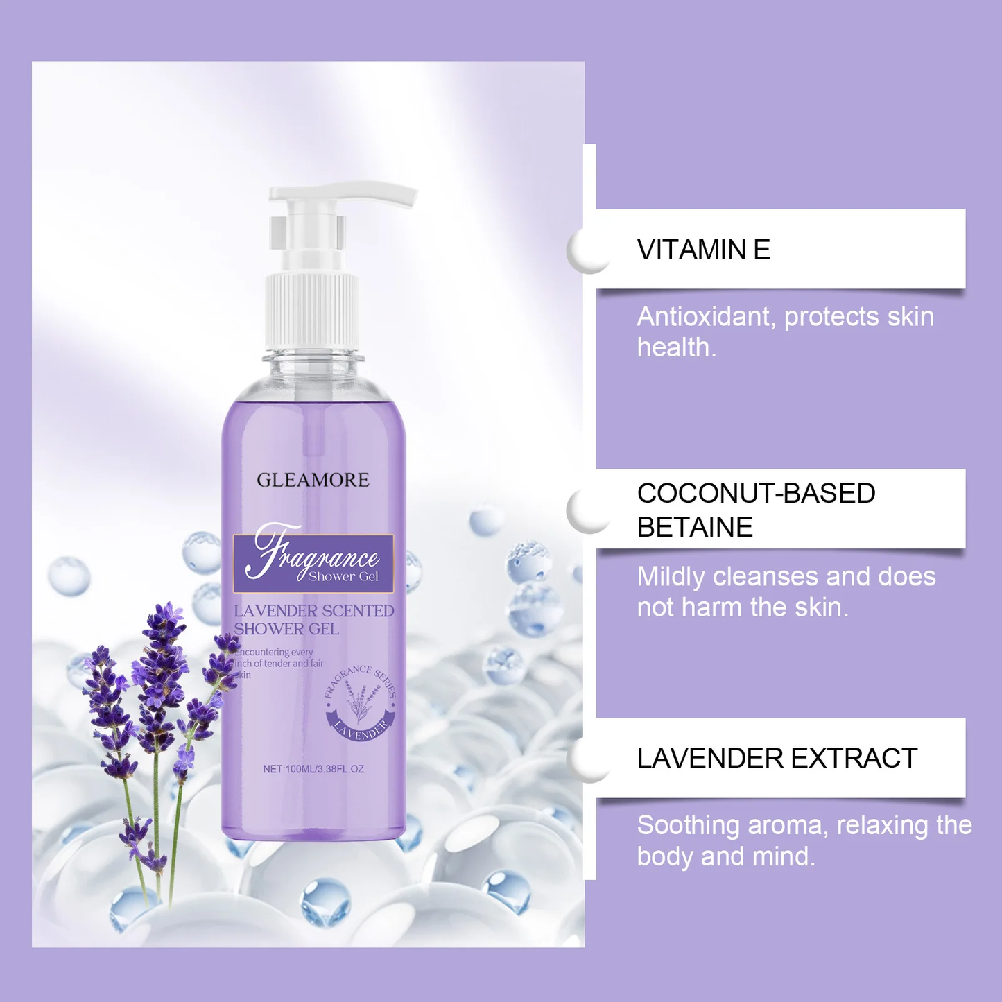GLEAMORE Fragrant Shower Gel Body Wash Perfume Long Lasting Fragrance Deep Cleansing Moisturizing Refresh Smooth Exfoliating Bathing Lotions