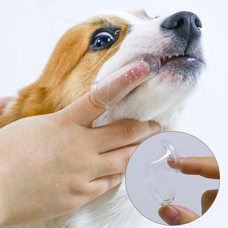 Parab House Super Soft Pet Finger Toothbrush Teddy Dog Brush Bad Breath Tartar Teeth Care Tool Dog Cat Cleaning Silicagel Pet Supplies