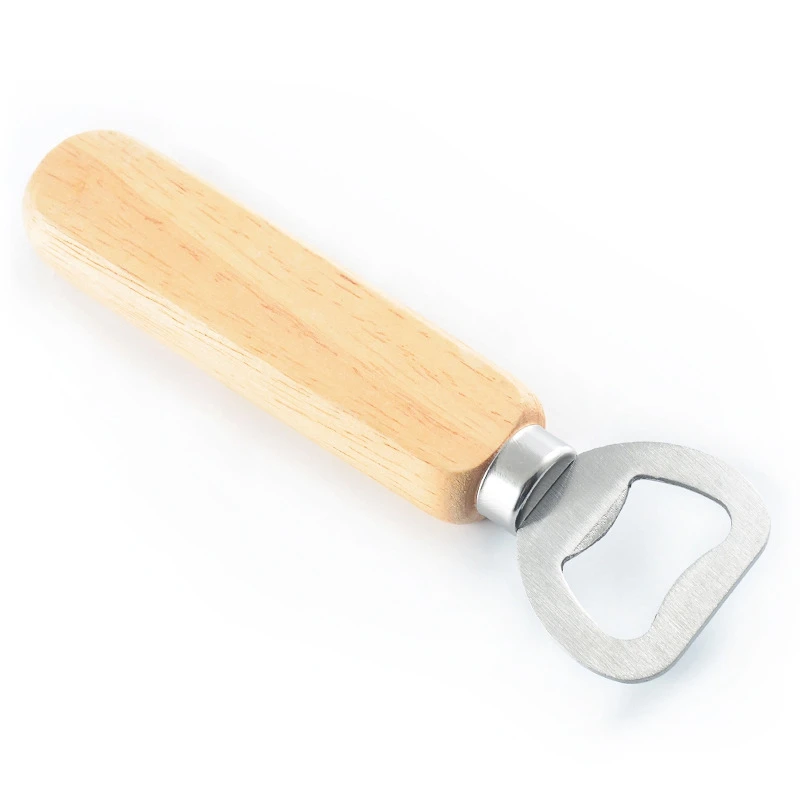 Abili Wooden Bottle Opener, Stainless Steel Wood Handheld Beer Opener, Funny Bartender Bottle Opener for Groomsmen Gifts