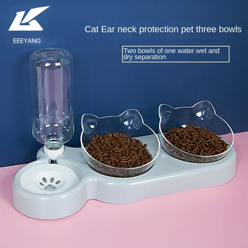 EEEYANG Pet SuppliesElevated Bowls for Cats and DogsDurable Double Cat and Dog Bowl FeedersElevated Cat Feeding and Drinking Supplies