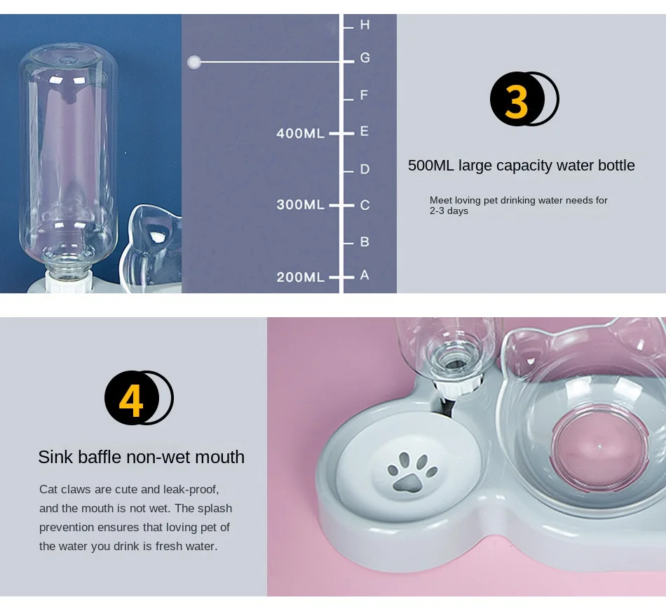 EEEYANG Pet SuppliesElevated Bowls for Cats and DogsDurable Double Cat and Dog Bowl FeedersElevated Cat Feeding and Drinking Supplies