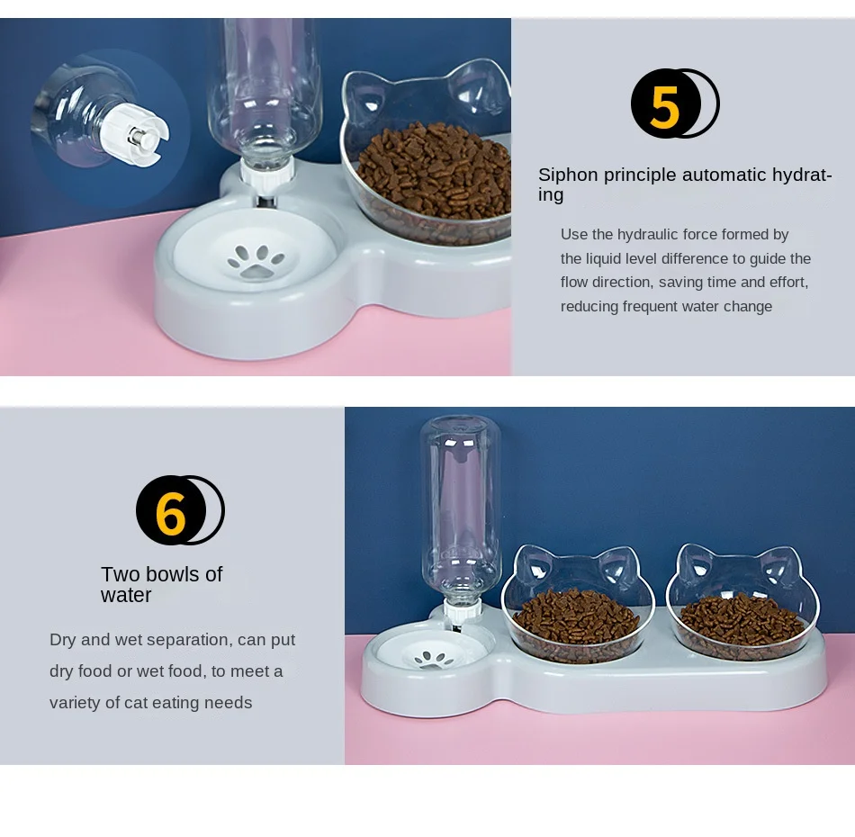 EEEYANG Pet SuppliesElevated Bowls for Cats and DogsDurable Double Cat and Dog Bowl FeedersElevated Cat Feeding and Drinking Supplies