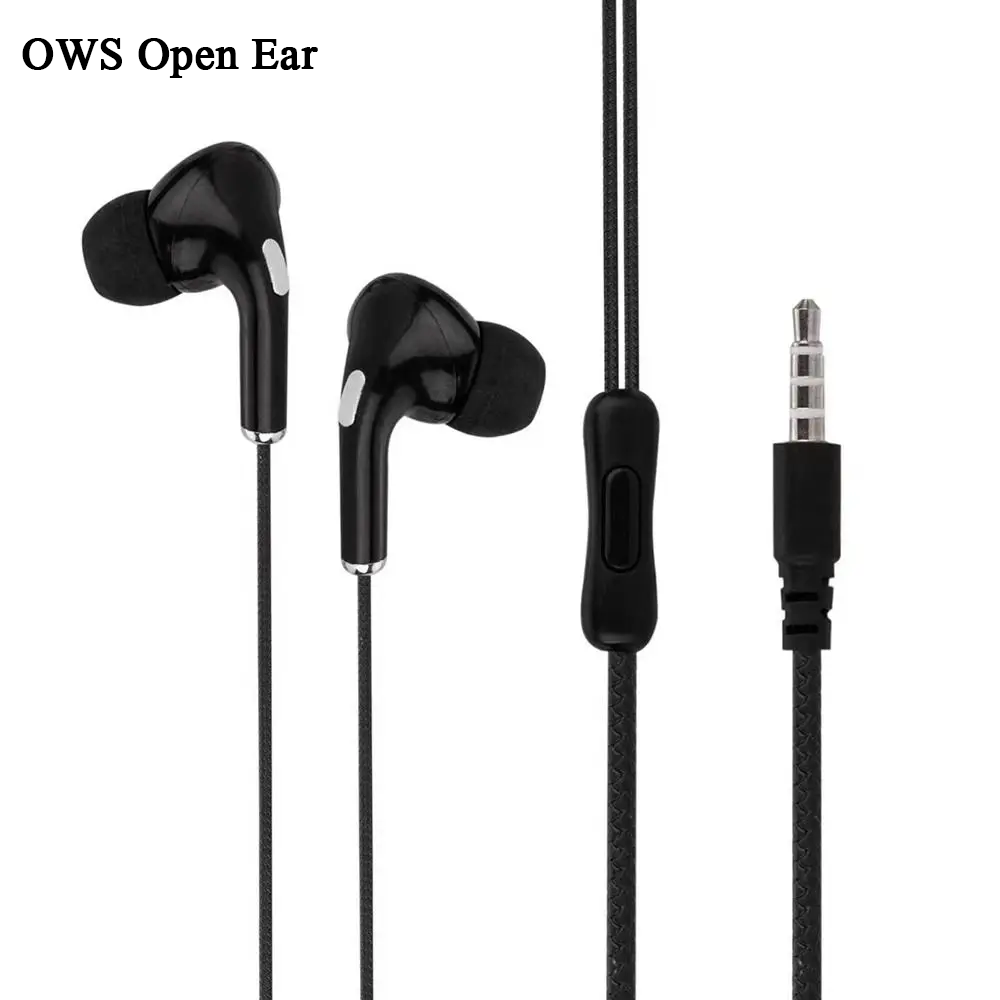 OWS Open Ear High Definition Wired Earphone 3.5mm In-Ear Control Portable Sport Wired Headset With Mic Wired Headphones For Mobile Phones