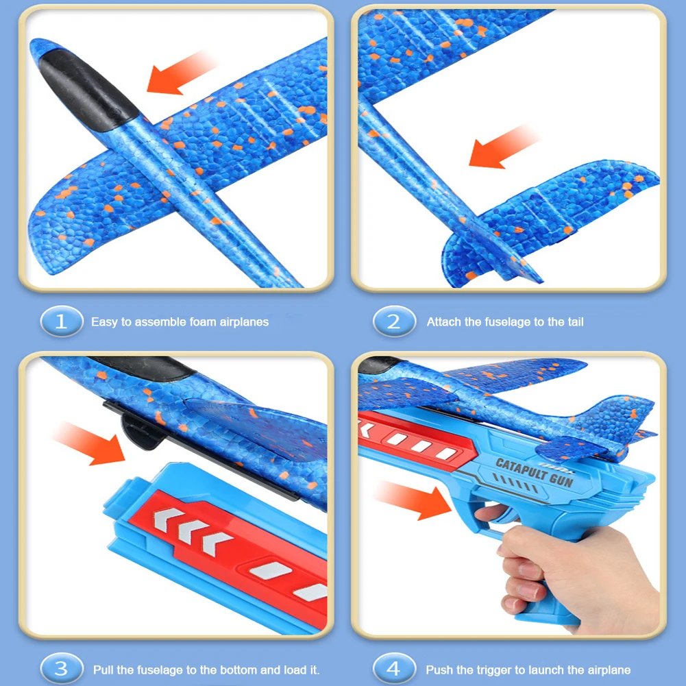 Golfcozer Airplane Launcher Toys Outdoor Sports Flying Toys Non Slip Kids Catapult Plane Light Birthday Gifts for Boys Girls
