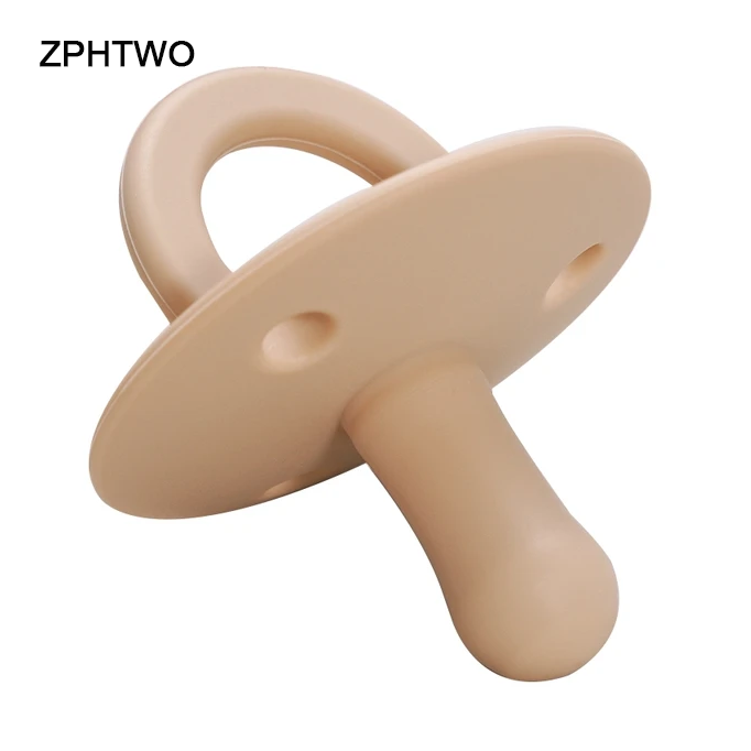 ZPHTWO 1PCS Silicone Baby Pacifier Food Grade Silicone Newborn Soother BPA Free Solid Color Dummies Silicone Nipple Baby Sutff