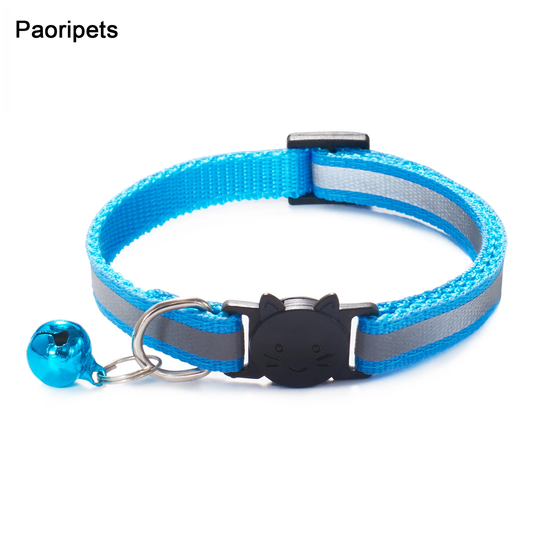 Paoripets New Colors Reflective Breakaway Cat Collar Neck Ring Necklace Bell Pet Products Safety Elastic Adjustable With Soft Material 1PC