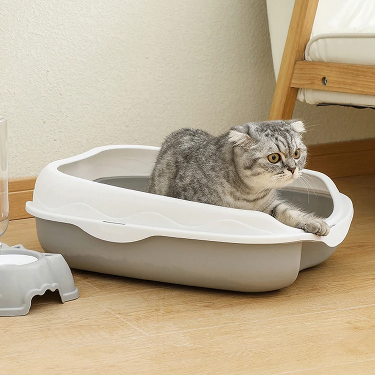 Playful Paws Semi-enclosed Litter Box Spatter-proof Cat Toilet Large Kitten Cleaning Supplies Large Cat Poop Bowl Pet Bupplies