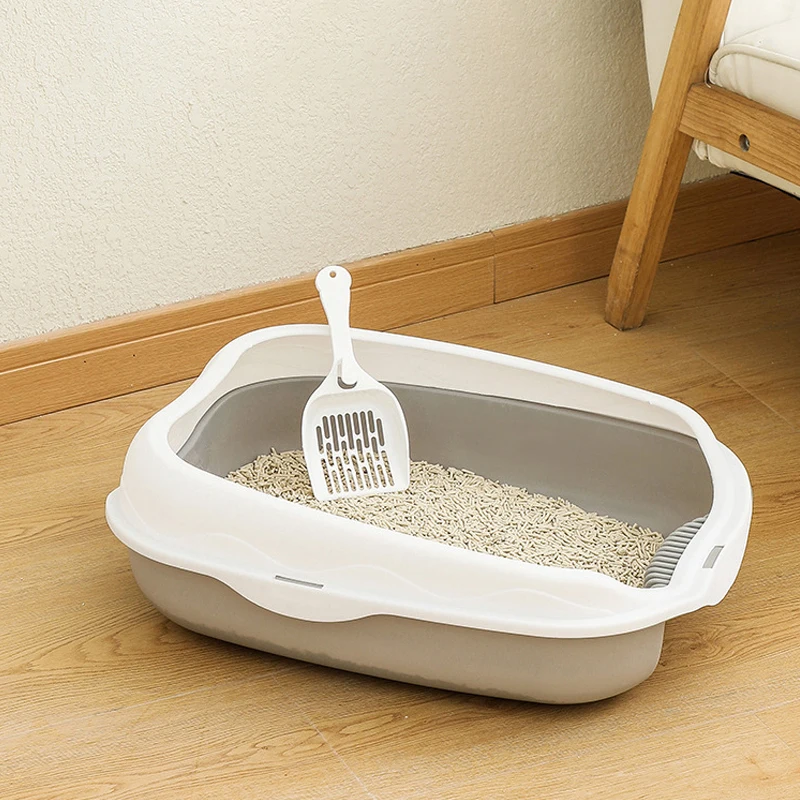 Playful Paws Semi-enclosed Litter Box Spatter-proof Cat Toilet Large Kitten Cleaning Supplies Large Cat Poop Bowl Pet Bupplies