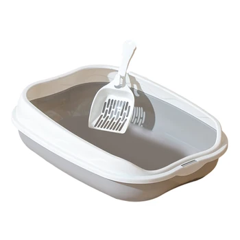 Playful Paws Semi-enclosed Litter Box Spatter-proof Cat Toilet Large Kitten Cleaning Supplies Large Cat Poop Bowl Pet Bupplies
