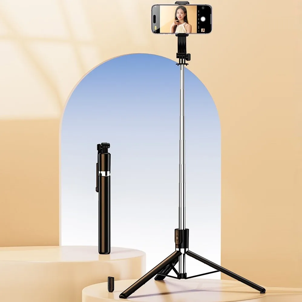 BESTIME 1.7-meter selfie pole monopods with 360 degree rotation universal streaming stand used to take photographs by positioning a smartphone beyond the normal range of the arm