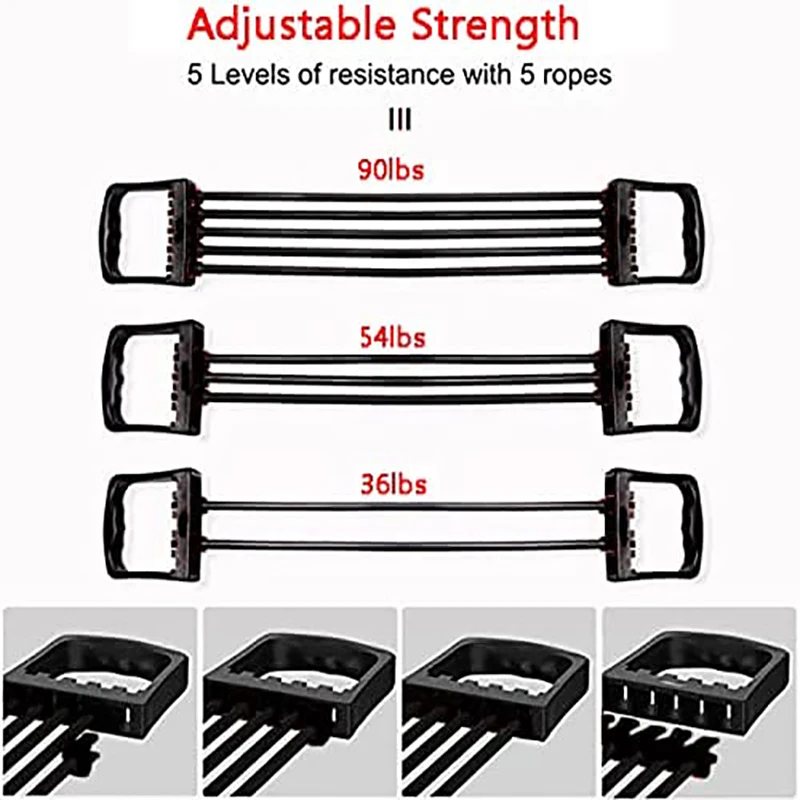 AWAKER Full Body Workout Set - Chest Expander with 5 Removable Resistance Bands for Pilates, Push Ups, and Muscle Training - Strengthen