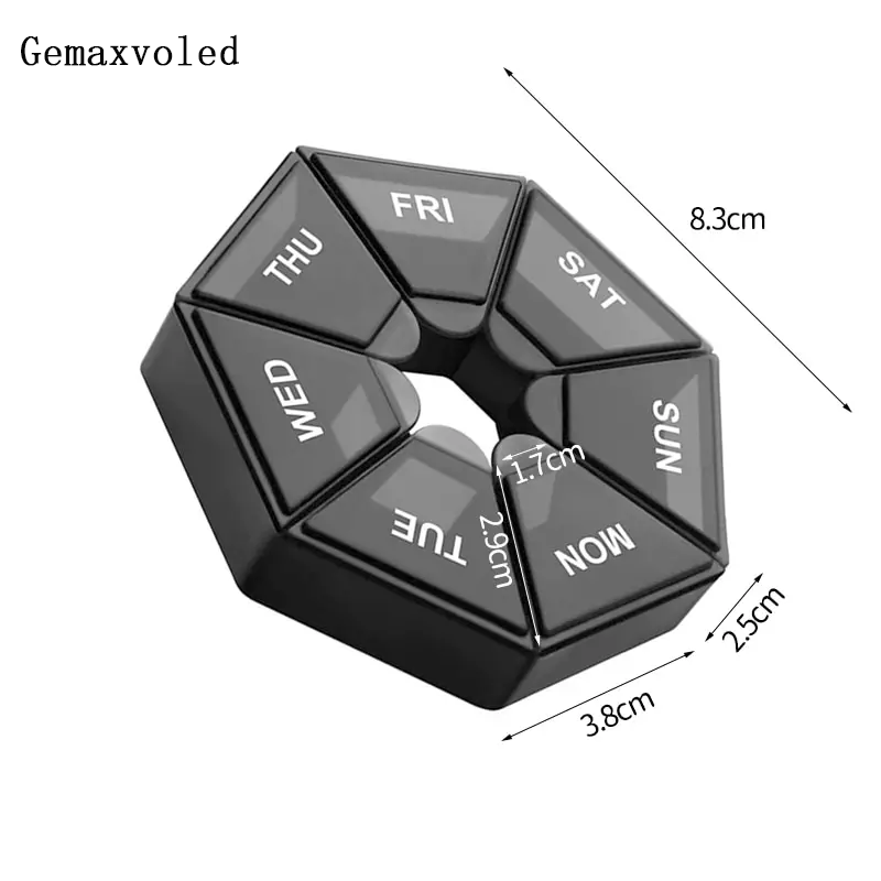 Gemaxvoled 2Pcs 7 Days Pill Storage Box Mini Travel Portable Medicines Dispenser Box Multifunction Plastic Seven Compartment Sealer Box