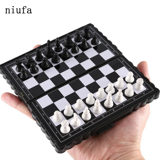 niufa Mini Magnetic Chess Set Folding Magnetic Plastic Chessboard Board Game Portable Kid Toy Portable Outdoor