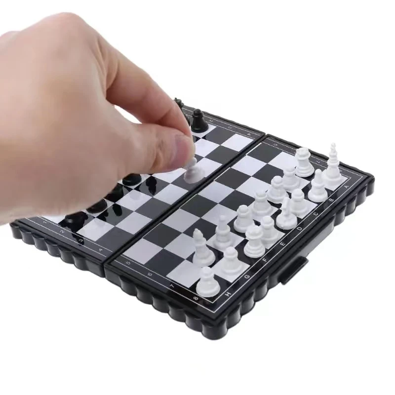 niufa Mini Magnetic Chess Set Folding Magnetic Plastic Chessboard Board Game Portable Kid Toy Portable Outdoor