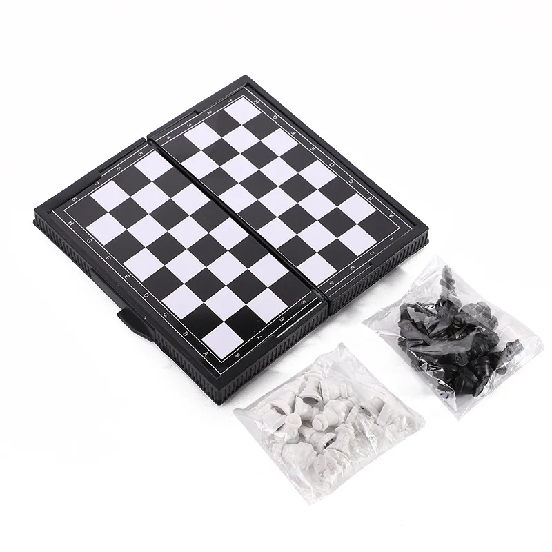 niufa Mini Magnetic Chess Set Folding Magnetic Plastic Chessboard Board Game Portable Kid Toy Portable Outdoor