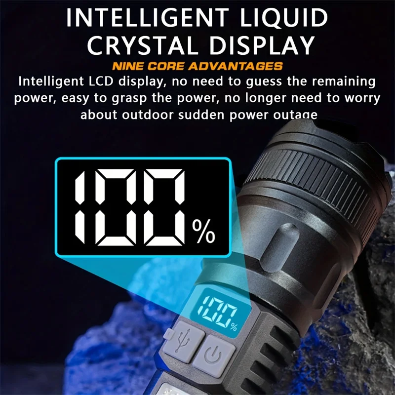 iplay High Power Rechargeable Led Flashlight Very Strong Led Flashlight With Side Light Torch For Outdoor Camping Hiking ﻿
