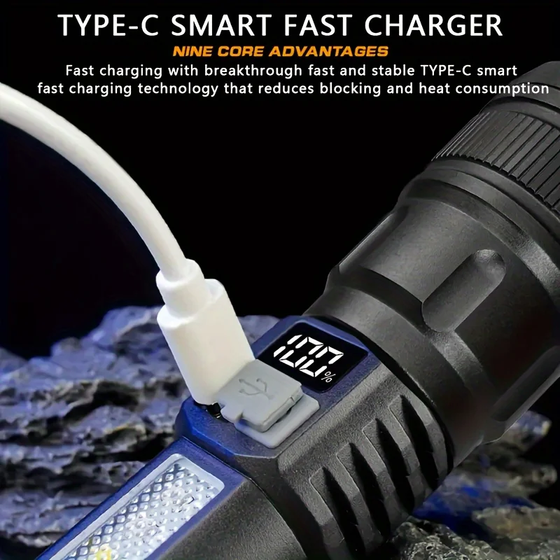 iplay High Power Rechargeable Led Flashlight Very Strong Led Flashlight With Side Light Torch For Outdoor Camping Hiking ﻿