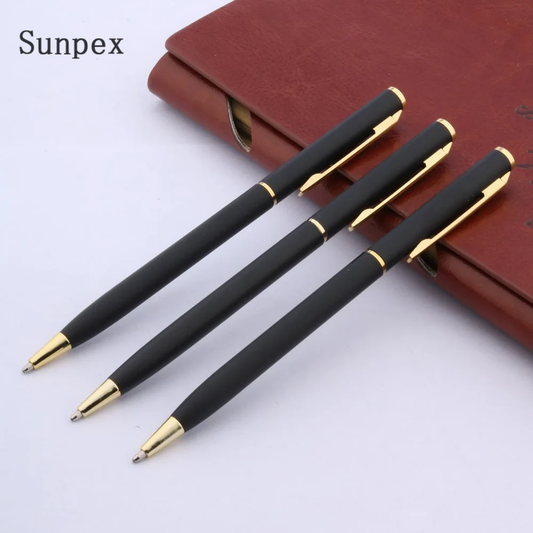 Sunpex quality BLACK metal classical golden student Ballpoint Pen men signature INK PENS Stationery Office Supplies