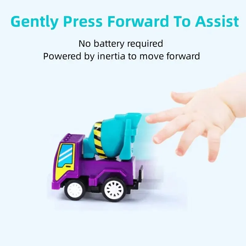 FoWin 6Pcs Mini Inertial Pull Back Engineering Car Set Child Kids Cartoon Toys Birthday Gift toy car