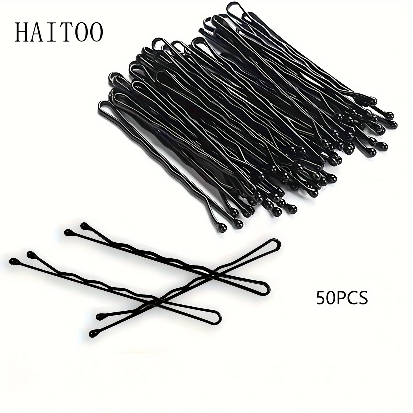 HAITOO 50pcs Classic Black Hair Clips For Girls - 2.17inch Alloy Bobby Pins, Fashionable Accessory For Teens & Up ﻿