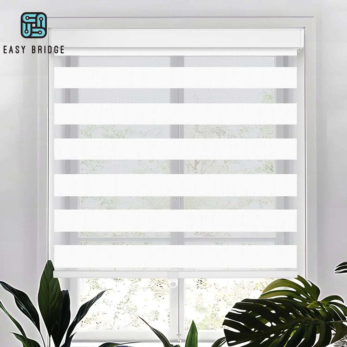 EASY BRIDGE Manual Cordless Spring Zebra Blinds For Windows