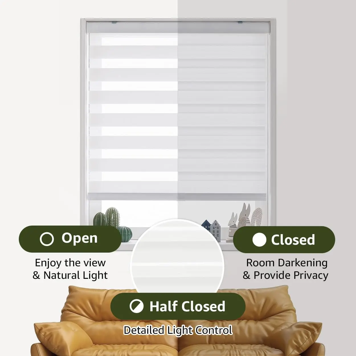 EASY BRIDGE Manual Cordless Spring Zebra Blinds For Windows