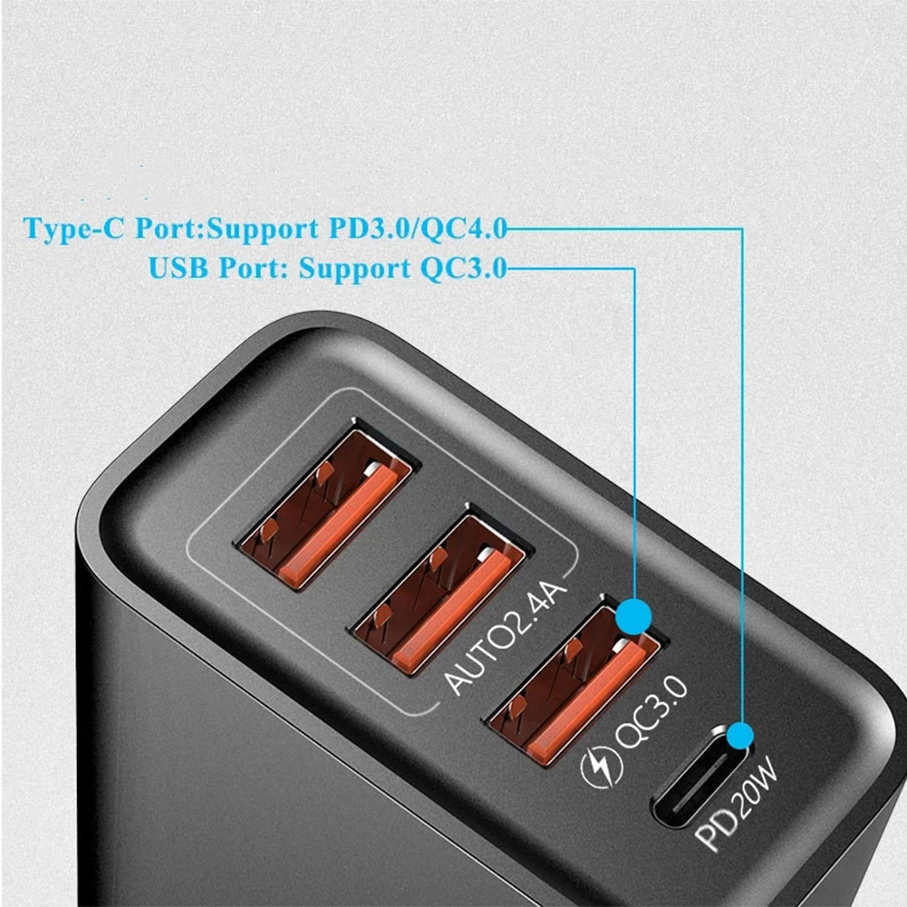 cumquat 20W PD 4 Ports USB 5V4A Charge Power Adapter Mobile Phone Charger QC3.0 Charging Outlet Travel Charger 110V 220V