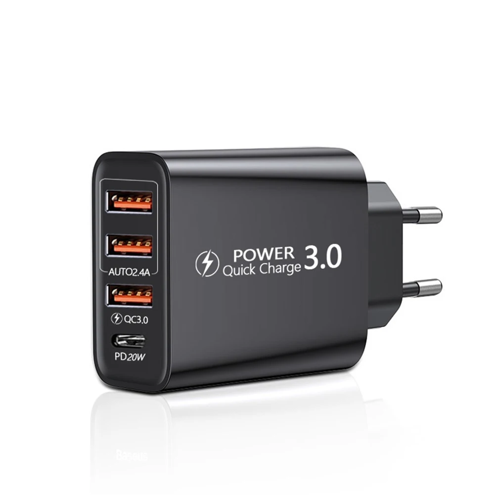 cumquat 20W PD 4 Ports USB 5V4A Charge Power Adapter Mobile Phone Charger QC3.0 Charging Outlet Travel Charger 110V 220V