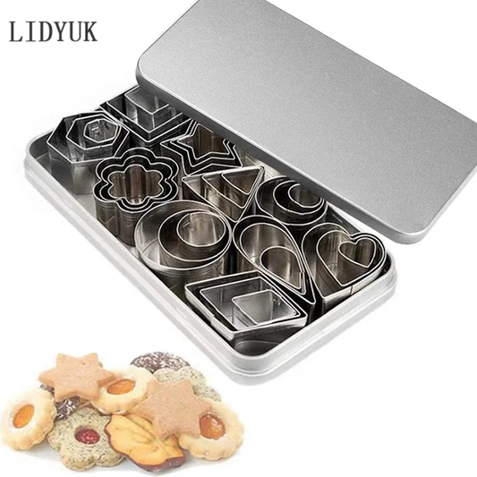 LIDYUK 30Pcs/box Stainless Steel Sugar Biscuit Press Stamp Embosser Cookie Cutter DIY Fondant Cake Mold Pastry Decor Baking Accesories