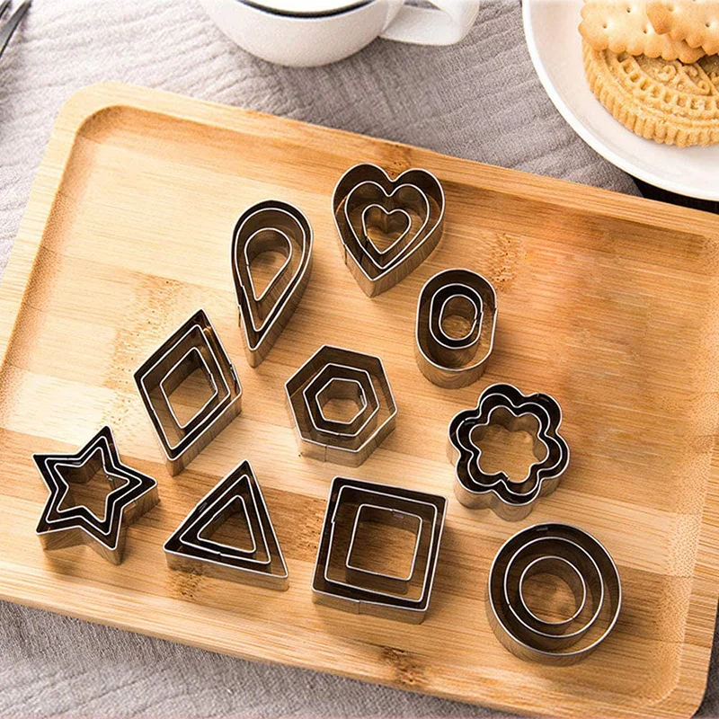 LIDYUK 30Pcs/box Stainless Steel Sugar Biscuit Press Stamp Embosser Cookie Cutter DIY Fondant Cake Mold Pastry Decor Baking Accesories
